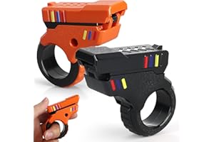 DILABNDA Fidget Gun Slider Clicker Ring Toy, EDC Finger Roller Toy Fidget Botton Pistol Fingertip Textured Spinner Flip for Kids Adults, Gift for Stocking Stuffer Halloween (Balck/Orange - Plastic)