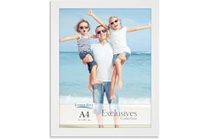 Icona Bay A4 Biała ramka na zdjęcia, solidna ramka na zdjęcia z kompozytu drewna 29,7 x 21 cm, elegancki wygląd, blat lub uchwyt ścienny, kolekcja ekskluzywna