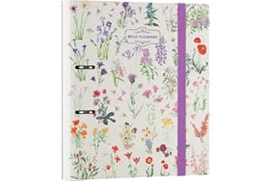 Grupo Erik 2 Ring Binder A4 - Wild Flowers | 10.6 x 12.6 inches - 27 x 32 cm - A4 Ring Binder Folder, Document Folder | Cute Stationery Gifts