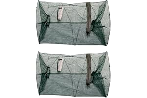 NXPWRC 2 Pieces Of Fishing Nets, Folding Fish Traps, Square Cages, Lobster Nets, Fishing Ground Cages, Simple Fish Cages, Suitable For Fishing, Crabs And Crayfish