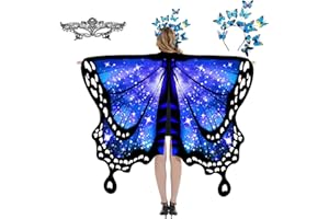 plainshe Schmetterlingsflügel, Feenflügel für Erwachsene, Schmetterlingskostüm lila, Halloween Kostüme für Frauen, 3PCS Schmetterlingsumhang Set