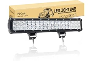 PICAA Barra LED Fuoristrada Barra Luce a Led Doppia Fila 45cm 108W Combinazione di Fascio Spot e Fascio Inondazione Impermeabile Fari LED Luce da Lavoro Trattore Auto Camion Barca 4x4 ATV