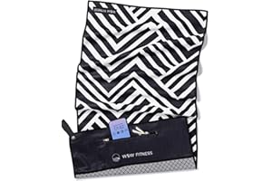 WOODSANDWAVES Serviette de Sport Intelligente en Pet recyclé - avec Clip magnétique, antidérapant et Sac - 10 Designs créatifs pour la Salle de Gym, Le Yoga et Le Sport (90 x 45 cm).