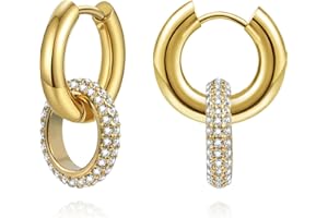 YeGieonr Boucles d'oreilles Pendante Or Femme,18K Or Acier Inoxydable Convertibles Géométriques Perle Pendante, Hypoallergénique Bijoux Cadeau pour Femme Fille
