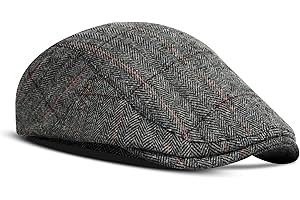 ACWOO Mens Tweed Flat Cap, Newsboy Cap, Adjustable Fashion Newsboy Beret Hat, Driving Cabbie Flat Hat, Cambridge Hunting Hats for Men, Duckbill Cap