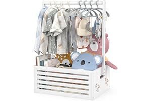 BAMBOOHOMIE Neugeborenen-Geschenk-Holzkiste, Baby-Geschenkkorb mit Griff, Bambus-Dekorbox, Kleiderständer und Aufbewahrungsbox für Babys, Puppen und Haustiere (Weiß, Groß)