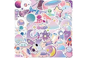APAREAL Planet Sticker 50 Stück, Aesthetic Anime Weltraum Aufkleber für Laptop Helm Fahrrad Auto Skateboard Scrapbook Reisekoffer, Cartoon Galaxy Aufkleber für Kinder