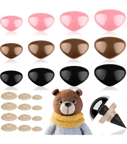 TOAOB 33pcs Nez De Sécurité Pour Poupées Et Peluches - 8 Tailles Noirs 9mm à 29mm Avec Rondelles