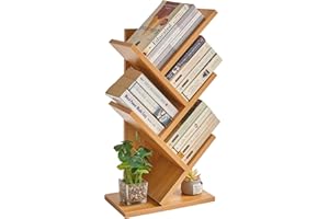 YMYNY Estantería de árbol, Librería de 4 Niveles, Librero de Escritorio, Estante de Pie para Libros, Librería Vertical para salón, Dormitorio, Oficina, ‎30 x 17 x 60CM Color Natural HBC014N