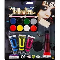 Halloween Schminke Set Für Erwachsene Und Kinder – Inkl. Kunstblut, Face Paint (Schwarz/Weiß/Rot), Narbenwachs & Pinsel – Perfekt Für Grusel-Make-up Als Clown, Vampir Oder Zombie