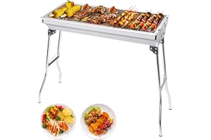AGM kolgrill camping grill träkol, hopfällbar grill bärbar grill, för camping trädgård picknick fest, 73 x 33 x 71 cm, för 5–10 personer