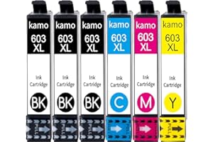Kamo 603 XL wkłady (6 sztuk) kompatybilne z Epson 603 603XL, wkłady do drukarek Expression Home XP-2105 XP-2150 XP-3100 XP-3105 XP-3150 XP-3150 XP-4100 XP-4155, Workforce WF-2830 WF-2835 WF-28888 40