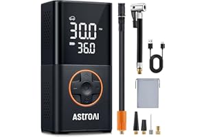 AstroAI Car Tyre Inflator Air Compressor, Portable USB Rechargeable Electric Bike Pump 150 PSI, Tyre Pump with Pressure Gauge Digital Dual Values Display, for Car, Bike, Motorbike, Ball