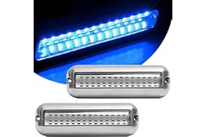 Greluma Pack of 2 42 LEDs Boots Underwater LED Lights, Marine Pontoons Underwater Boots Rear Light, Waterproof IP68 Stainless Steel Boat Deck Lights, LED Rear Fish Lights, Blue