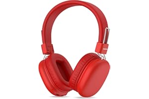 AWATRUE Cascos Inalambricos Bluetooth Niño, Auriculares Inalambricos Diadema Plegable, Límite de Volumen de 85/94dB, Micrófono Integrado, 50 Horas de Reproducción, Headphones Niño para Escuela, Viaje (Rojo)
