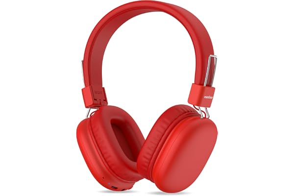 Casque Bluetooth Sans Fil Enfant, Casque Audio Enfant avec Jack, Casque Bluetooth 5.4 Pliable, Volume Limité 85/94dB, 50 Heures de Travail, Réglable, Headphones Sans Fil pour Étude, Voyage (Rouge)