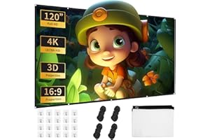 Yuxava Pantalla de Proyector 120 Pulgadas, Ultra 4K 16:9 FHD, Plegable de Doble Cara, Ideal para Cine en Casa y Juegos, Adecuada para el hogar, la Oficina,y el la Escuela