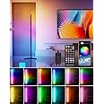 BrightArk 160cm LED Corner Floor Lamp, Smart RGB Floor Lamp, Dimmable RGB Standing Floor Lamp With Music Sync Color Changing Function, 3 Side Illumination, 16 Million Colors, With APP & Remote Control