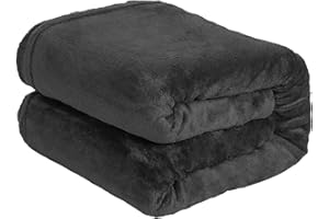 H HANSEL HOME Duży koc na sofę Extrasuave 100% poliester, koc na sofę na cały sezon - czarny, 130x160cm