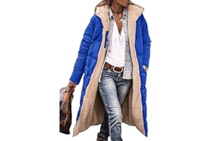 MorFansi Damen Wintermantel Reversibel Lange Ärmel Fleecejacke Outdoorjacke Steppjacke Kapuze Oberbekleidung