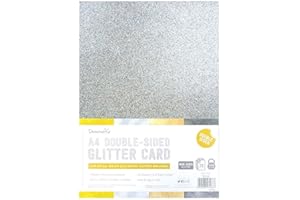 Dovecraft A4 Double-Sided Glitter Card Gold, Silver, Rose Gold and Gunmetal - 350 GSM - Non Shed for Cricut, Brother and Silhouette for Party, Papercraft, Stationery and Home Décor, Metallic (12 Pack)