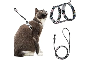 HAPPY HACHI Arnes Gato Antiescape Ajustable con Correa Nylon Chaleco Arnés para Gatos Pequeño Prueba de Antiescape Liberación Rápida para Caminar, Entrenar(S, Negro)