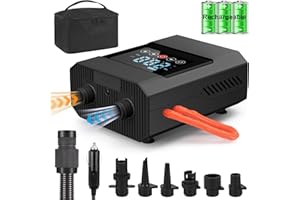 Ambesty 12000 mAh Bomba de Aire Recargable Sup 12V DC, 20PSI Bomba Eléctrica Apagado Automático para Tablas de Paddle Inflado y Desinflado en Dos Etapaspara Tablas de Paddle, Carpa Inflable, Barcos