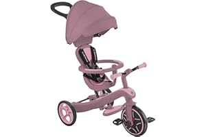 Globber Explorer Trike 4 in 1 Balance Bike Ride with Parent Handle - 10 Months Plus - 2 Year Warranty (Berry)