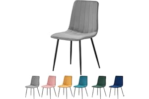 MOF Dining Chair, Velvet Dining Chairs with Padded Seat and Backrest, Sturdy Metal Legs - Accent Chair for Kitchen, dining room, living room or home office (GREY STRIPE)