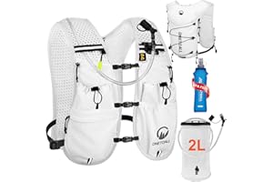 ONETOALL Gilet Hydratation Running Femme avec 2L TPU Poche à Eau + Flasque Running 500ml, Sac Hydratation Running, Gilet Course a Pied Femme pour Trail Camping et Randonnée Courir Ski