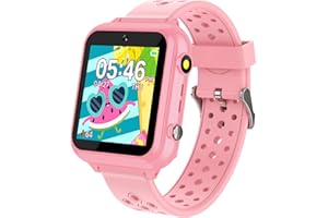 Jwatch Kids Smart Watch Phone Sos with 10 Stories 24 Puzzle Games Pedometer Kids Watches Toys for 6-12 Boys Girls Gift for Birthday Christmas （Pink）