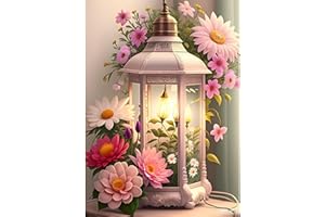 EOBROMD 5D Diamond Painting Kit Completo Fiori, Lampade a Vento Pittura Diamante FAI DA TE, Diamond Painting Bambini Adulti, Strass Ricamo a Punto Croce Painting per Decorazione Casa 30x40cm