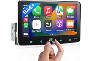 BOUWOIMA DAB+ Android Autoradio 1Din Wireless CarPlay Wireless Android Auto Radio mit Bildschirm 7 Zoll 4G+64G Car Play Display Touchscreen Monitor mit Bluetooth FM/AM RDS WiFi GPS Navi SWC EQ 1 Din