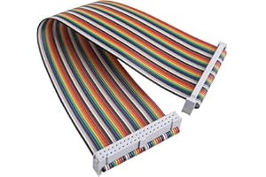ZDE GPIO - Cavo piatto arcobaleno a 40 pin, 20 cm, compatibile con Raspberry Pi 5, 4B, 3, 2, modello B B+ (da femmina a femmina)
