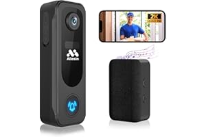 Allesin Timbre Inalámbrico con Cámara,HD 2K Timbre Videoportero Exterior, Audio bidireccional con cambiador de voz, Visión Nocturna, Detección de Movimiento PIR,IP65,Almacenamiento SD/Nube(Negro)