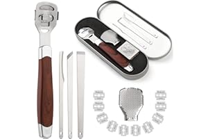 LUCKNIGHT Eliminador Callos y Callosidades, Pedicura y Cuidado de Pies, Lima de callos de acero inoxidable, Raspador de Pies con 10 Cuchillas de Acero Inoxidable para el Cuidado de los Pies en Hogar