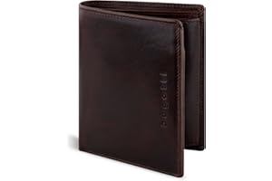bugatti Romano Męski Skórzany Portfel z Zabezpieczeniem RFID i Pionowy - Brązowy
