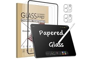 Esanik Feel like Paper für iPad Pro 11 Zoll (2022/2021/2020/2018), iPad Air 5. 2022, iPad Air 4. 10,9 Zoll (2020), 2 Stück* Panzer matt Glas + 2 * Kameraschutz Folie, Papier Schutzfolie Matte