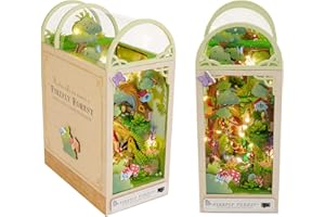Cuteefun DIY Book Nook Kit, DIY Miniatur Haus Kit mit Möbeln, Buchstützen Booknook Bücherregaleinsatz Kits, Geschenk zum Geburtstag (Wald der Glühwürmchen)
