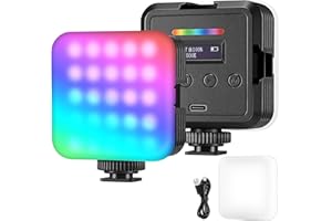 NEEWER Luce Fotocamera RGB Magnetica, Piccolo Pannello Video LED RGB61 a Colori 360° con 3 Cold Shoe, CRI 97+, 20 Modalità Scena, 2500K-8500K, 2000mAh, Illuminazione Selfie Portatile per Foto Video