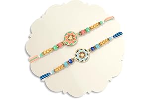TIED RIBBONS Rakhi for Brother Set of 2 Rakhi Set | Mini Greeting Card | Roli Chawal Packet - Raksha Bandhan Rakhi Bracelet for Brother Rakhi 2 Set | Rakhi for Bhaiya | Bhai Rakhi Thread