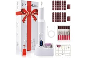 CIICII Fresa per Unghie, 20000 RPM Fresa per Unghie Elettrico con Doppia Porta di Ricarica (71Pcs Lime per Unghie Ricaricabili Portatili 3 Velocità Avanti/Indietro) Trapano Chiodo per Casa e Salone