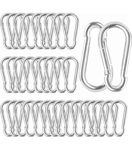 Pack De 10 Mosquetones De Aluminio Plateado - 5 Unidades De 6x60 Mm Y 5 De 80 Mm, Cierre De Resorte, Ligeros Y Resistentes, Para Camping, Senderismo Y Mochilas