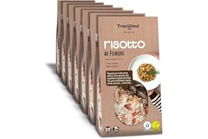 TREVIJANO - Risotto de Hongos: 7 bolsas de 280g cada una. Sin aditivos ni conservantes, solo ingredientes vegetales deshidratados: arroz, boletus deshidratado, cebolla, zanahoria, calabacín