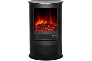 El Fuego® Elektrokamin Wien 2" schwarz | mit LED-Beleuchtung | inkl. Fernbedienung | mit Thermostat (Temperatur 16-30° C) | Dimmerfunktion | stromsparend | 900/1800 Watt | Kaminofen Dekokamin