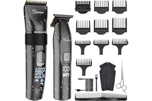 Hatteker Profi Haarschneidemaschine Set Haarschneider Pflegesets Barttrimmer Bartschneider Herren T-förmiger Trimmerkopf T-blade Trimmer Präzisionstrimmer IPX7 Wasserdicht