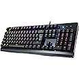 ProHT 104 Keys Mechanical Keyboard (70012A) w/Outemu Blue Switch, USB Wired Ergonomic Gaming Keyboard, N-Key-Rollover, Laser Letters, for PC and Laptop Gamers-Black