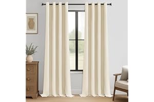 MRTREES 2 Pezzi Tende Oscuranti per Interni Isolanti Termiche con Occhielli Moderne Tenda Coprenti Tinta Unita per Camera da Letto e Soggiorno Elegante 140x260 CM Beige