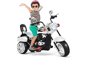 GOPLUS 6V Elektromotorrad für Kinder, Dreirad Kindermotorrad mit Vor-und Rückwärtsschalter, Elektrisches Motorrad, Mortorcycle, Elektrofahrzeug für Kinder ab 3 Jahre (Weiß)