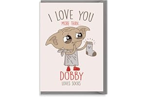 CHEEKY CHOPS Funny Birthday Valentines Card Anniversary Husband Wife Partner Boyfriend Girlfriend Film Lover Quirky Humour - I Love You More Than Dobby Loves socks c816